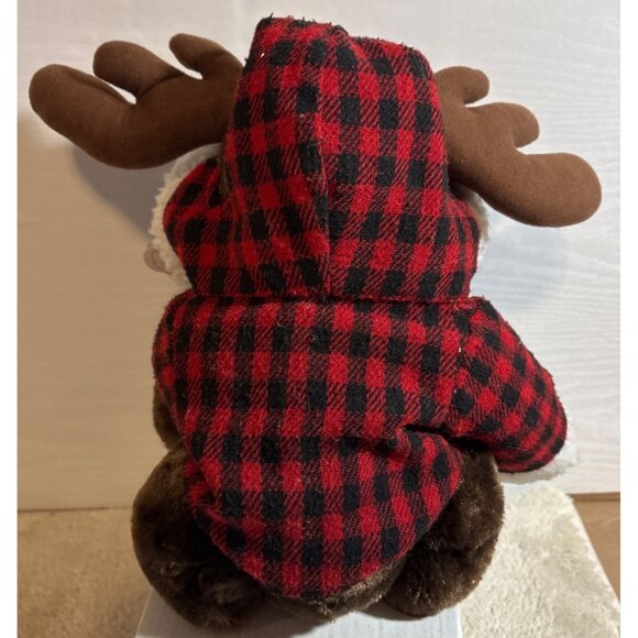 Wishpets Plush Moose 11" In Red & Black Buffalo Plaid Hoodie #83204 - Picture 4 of 10